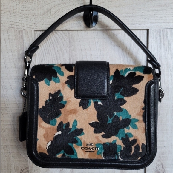 COACH Page Scattered Leaf/Walnut Printed Calf hair Crossbody - Picture 5 of 10